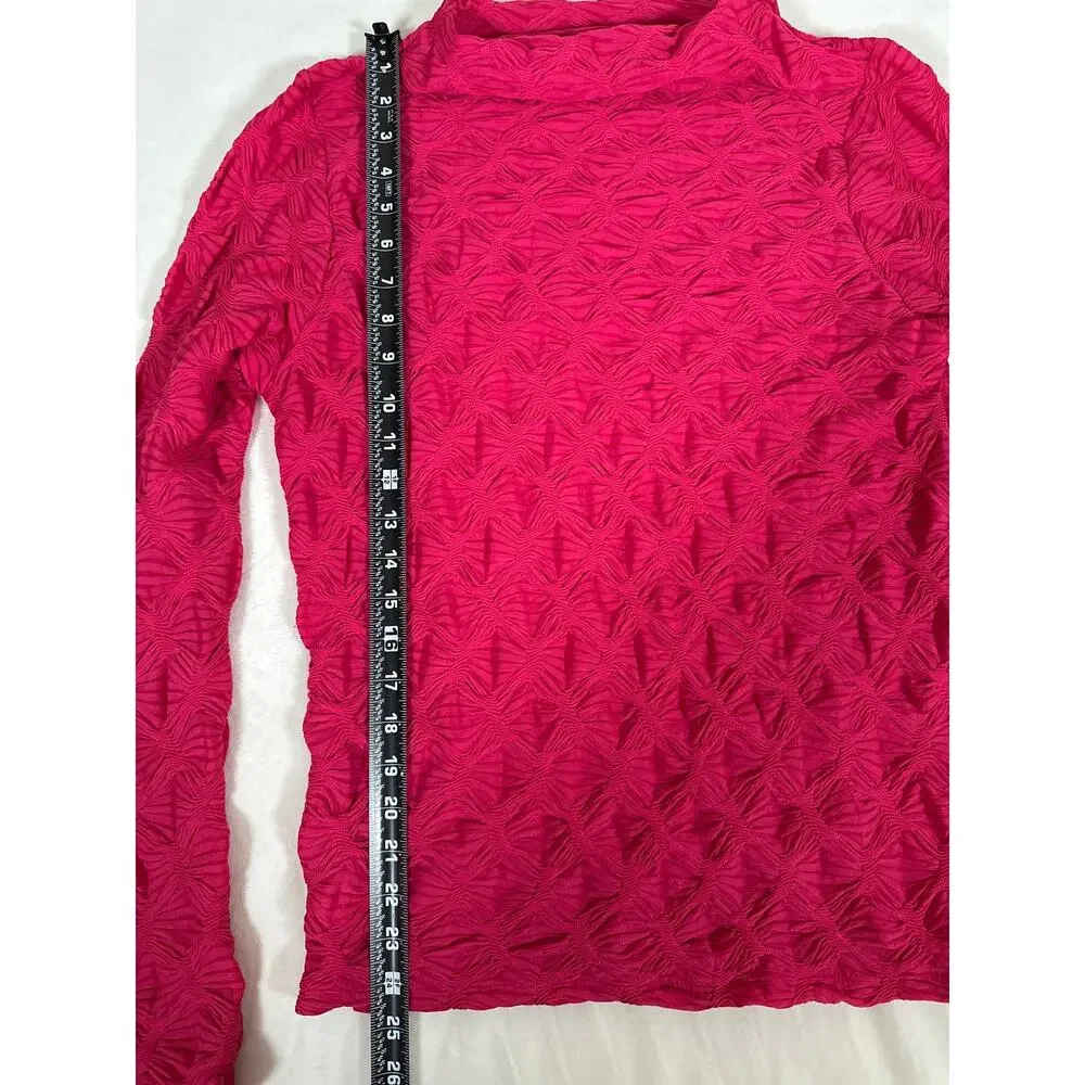 Anthropologie Textured Long Sleeve Top XL Pink Mock Neck